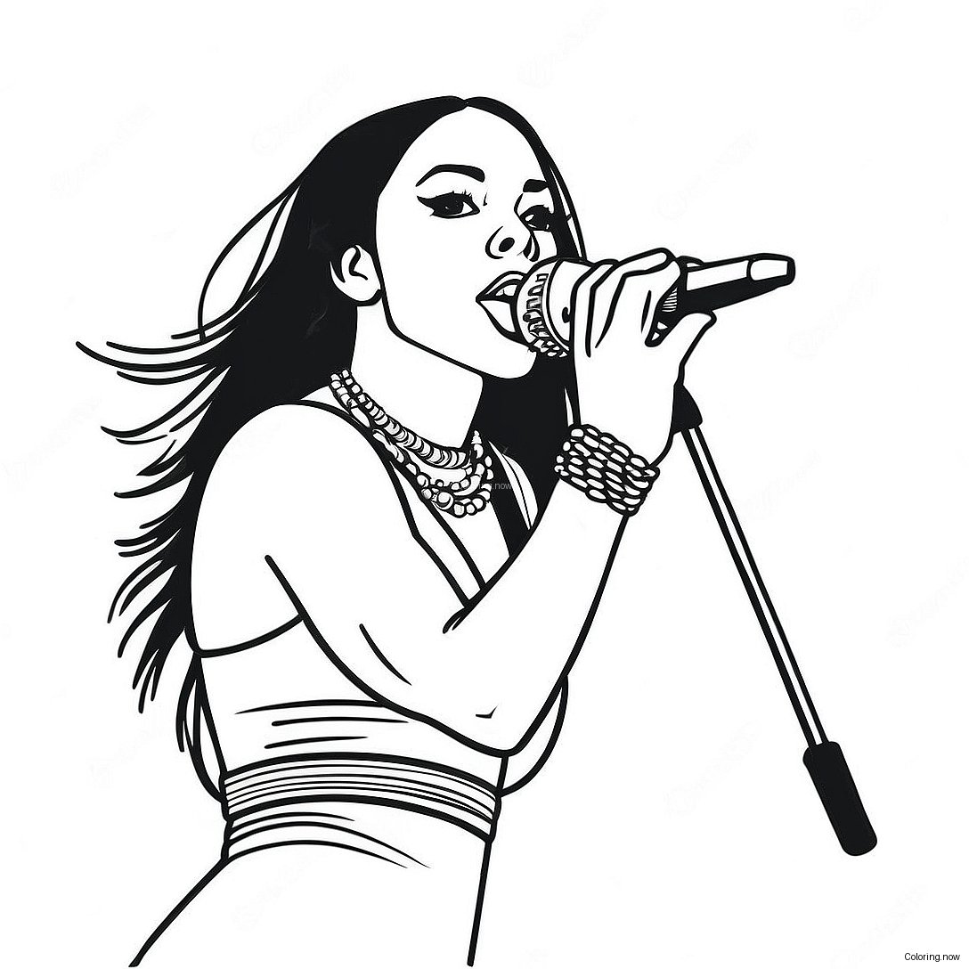 Aaliyah Performing On Stage Coloring Page 59384 47646