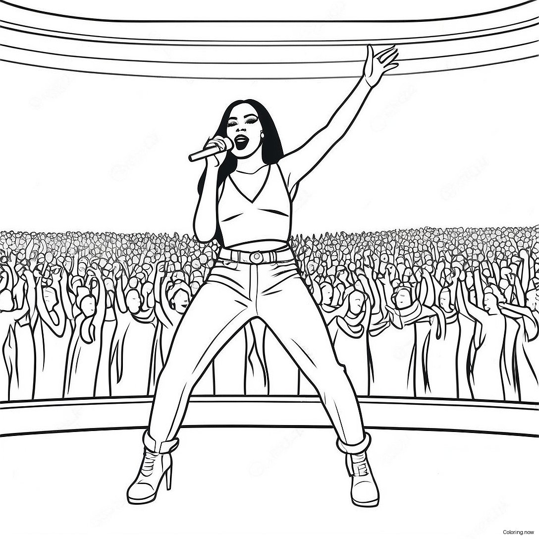 Aaliyah Performing On Stage Coloring Page 59384 47647