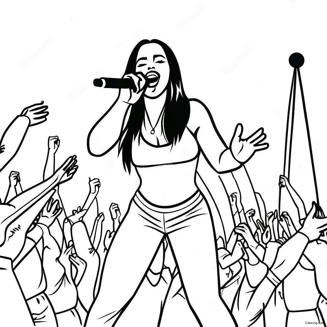 Aaliyah Performing On Stage Coloring Page 59384 47648