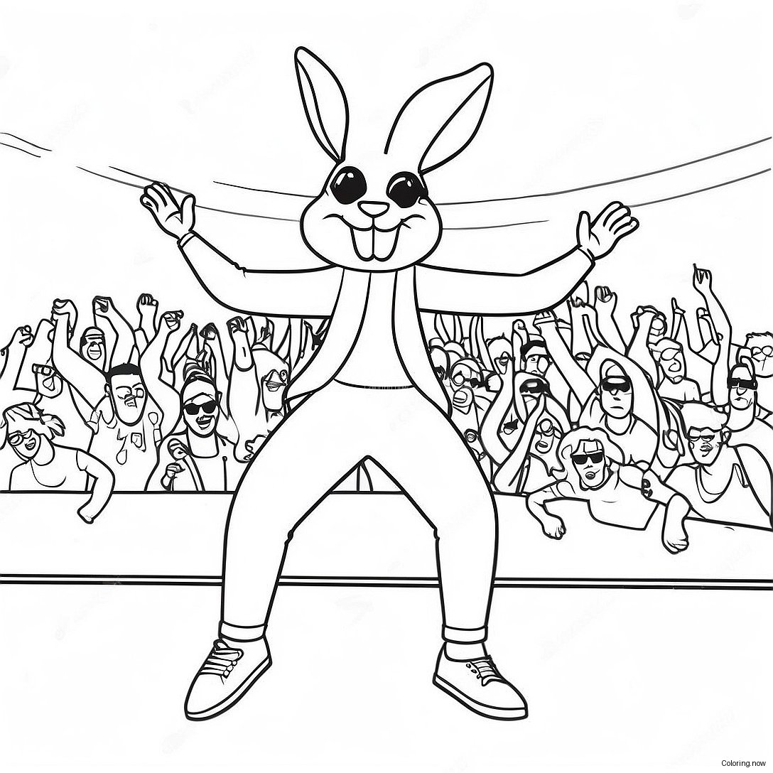 Bad Bunny Performing On Stage Coloring Page 5607 4585