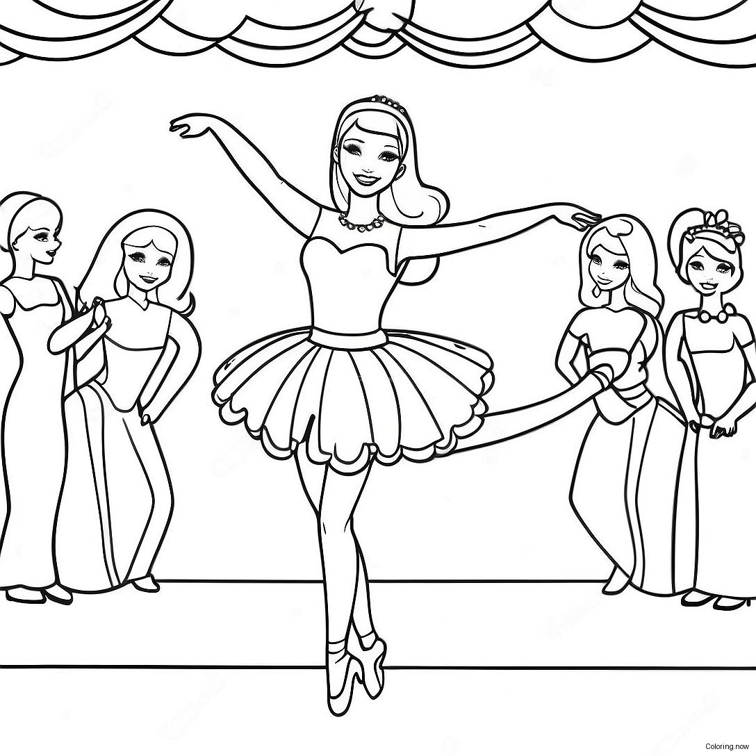 Barbie Ballerina Dancing On Stage Coloring Page 42494 33936