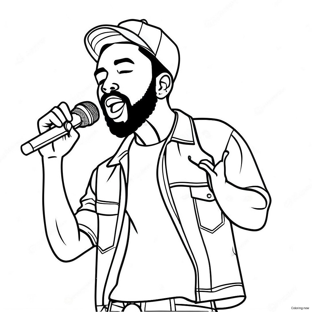 Brent Faiyaz Singing On Stage Coloring Page 62364 50001