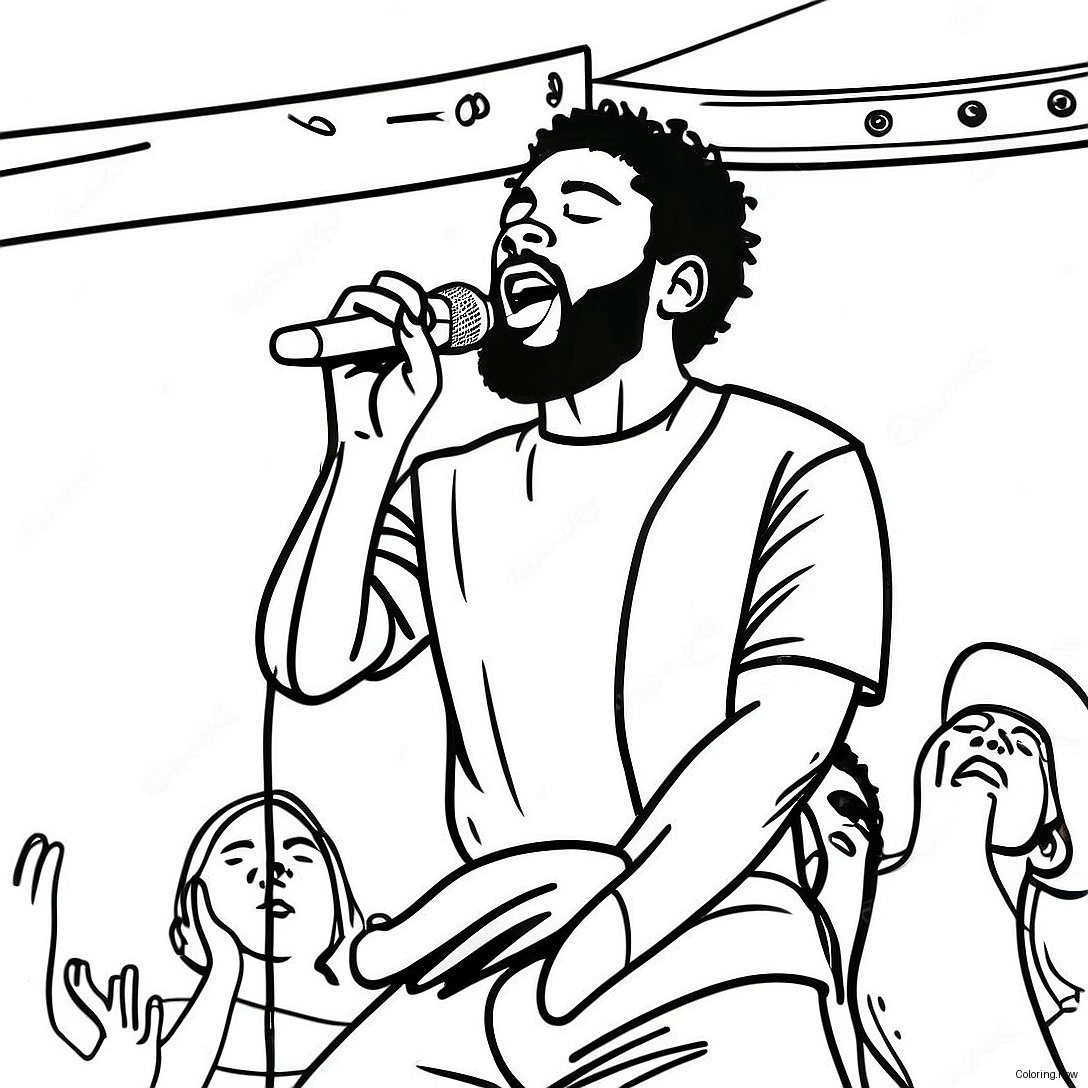 Brent Faiyaz Singing On Stage Coloring Page 62364 50003