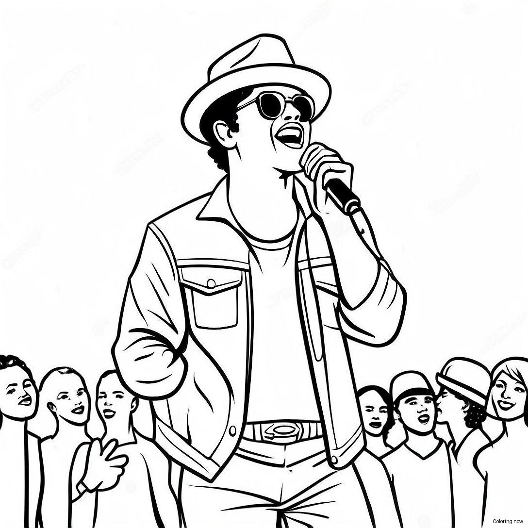 Bruno Mars Singing On Stage Coloring Page 27154 21798