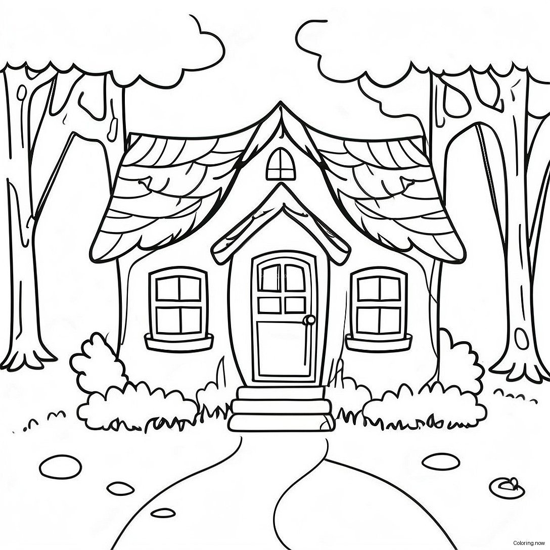 Charming Cottage In The Woods Coloring Page 69604 55795