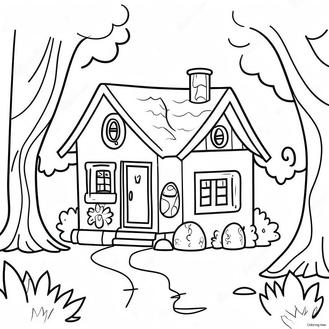 Charming Cottage In The Woods Coloring Page 69604 55796