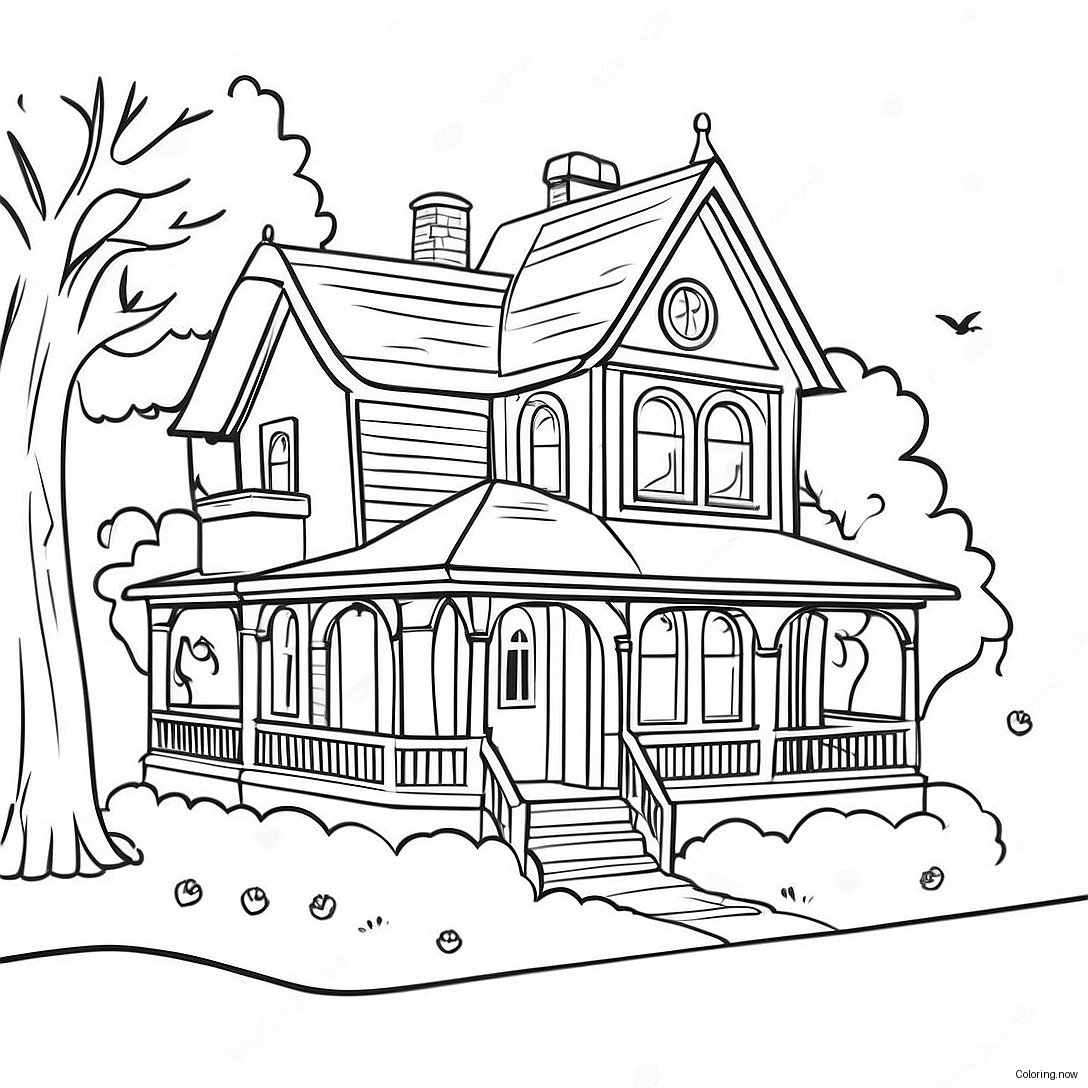 Charming Victorian Cottage Coloring Page 21652 17409