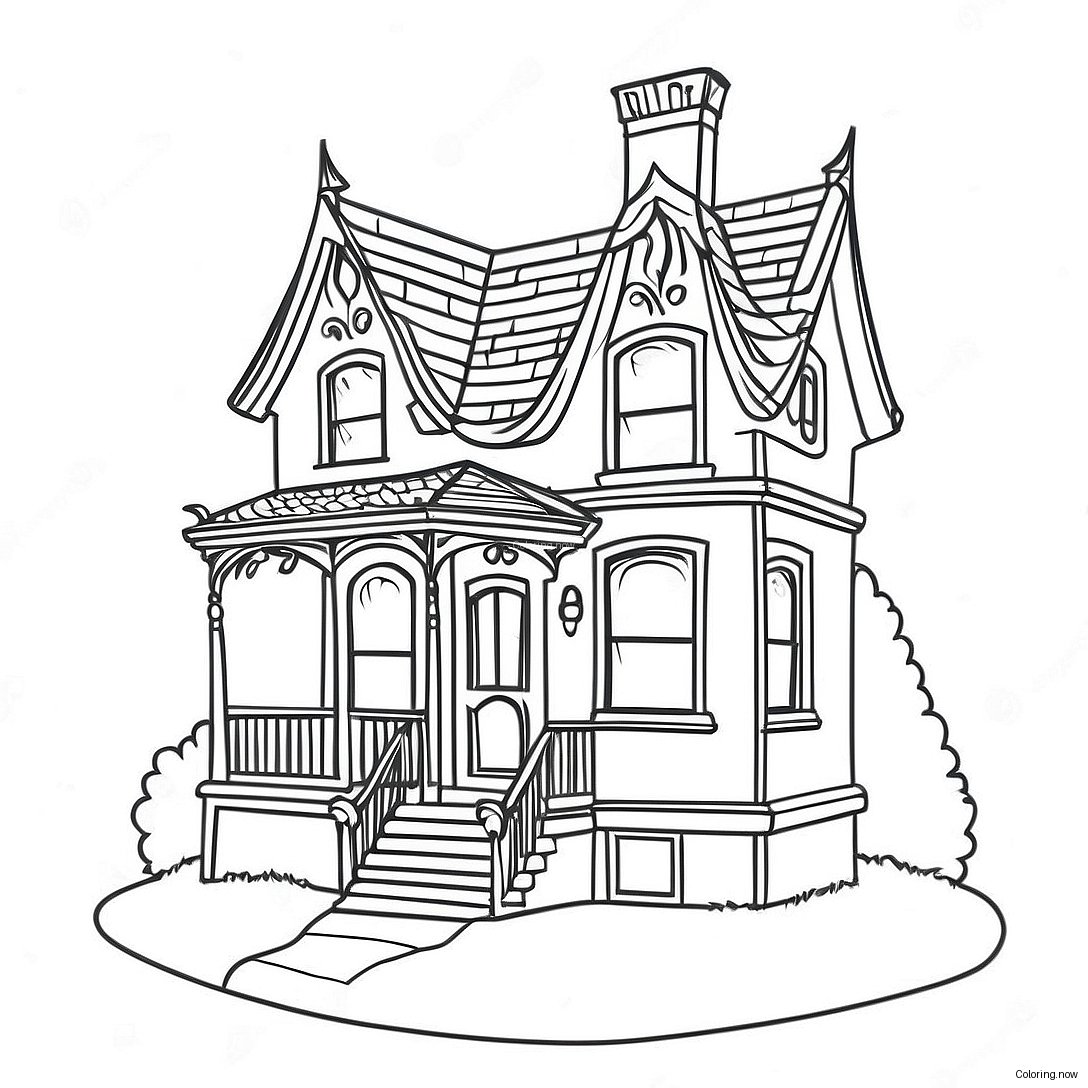 Charming Victorian Cottage Coloring Page 21652 17412