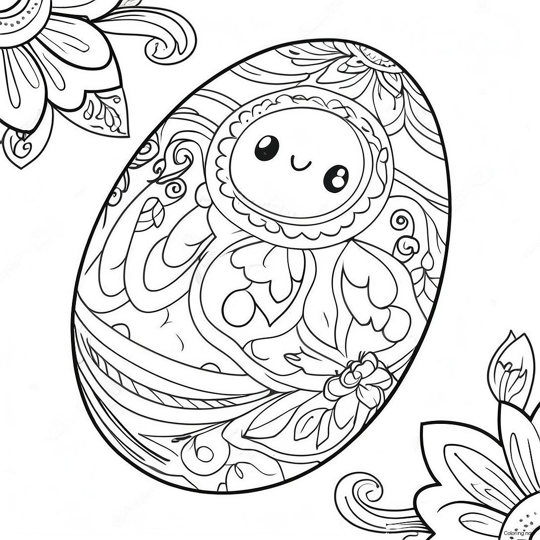 Charming Vintage Easter Egg Coloring Page 71404 57224