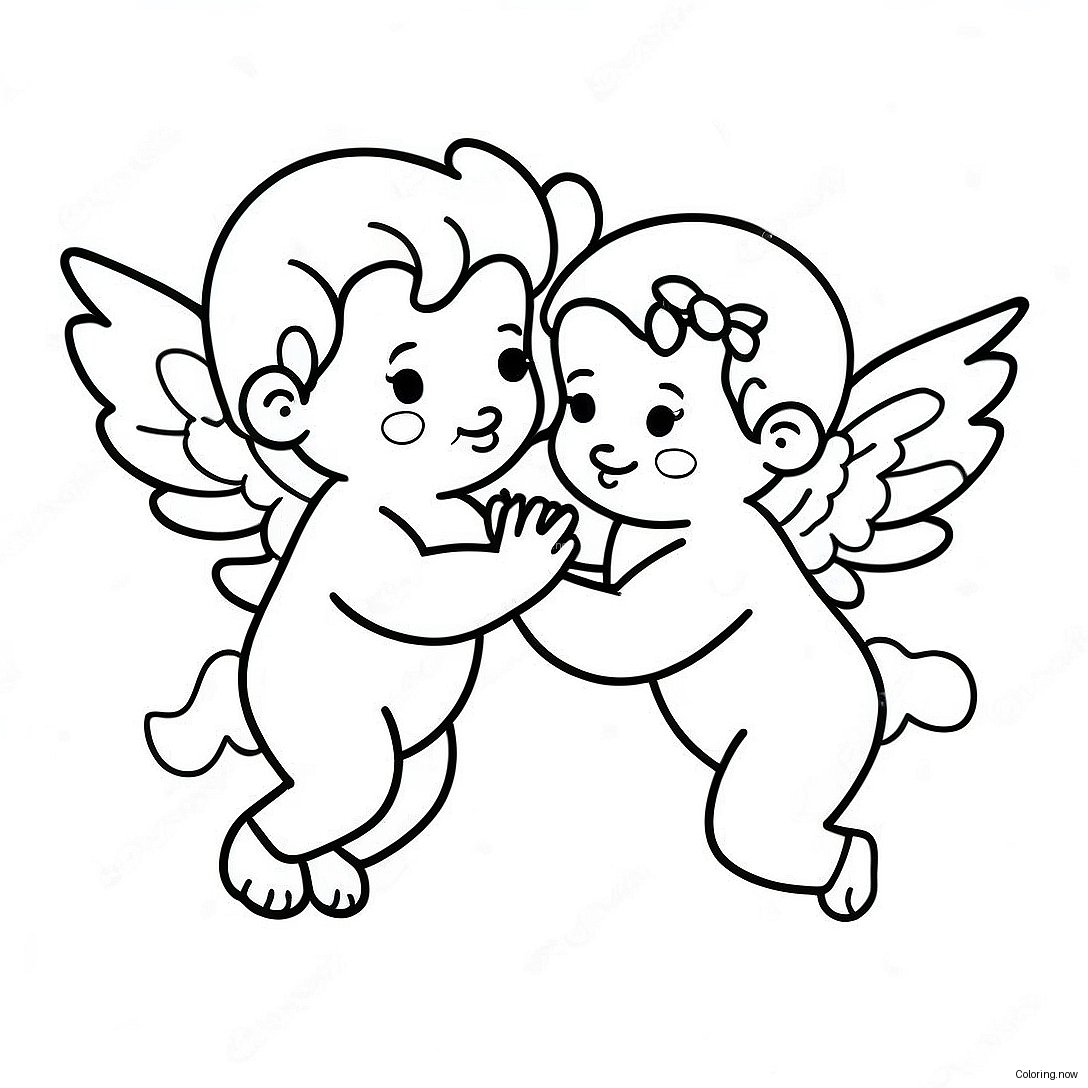 Charming Vintage Valentine Cupids Coloring Page 62814 50362