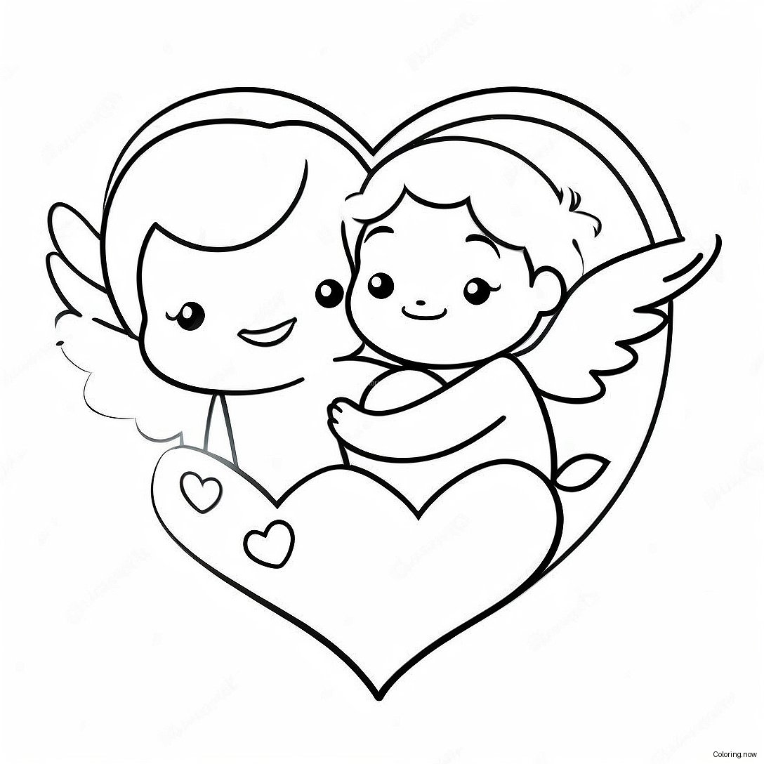 Charming Vintage Valentine Cupids Coloring Page 62814 50363