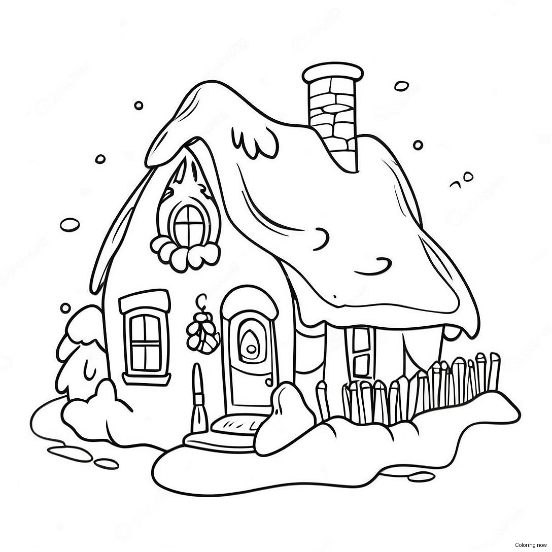 Cozy Christmas Cottage Coloring Page 19142 15417