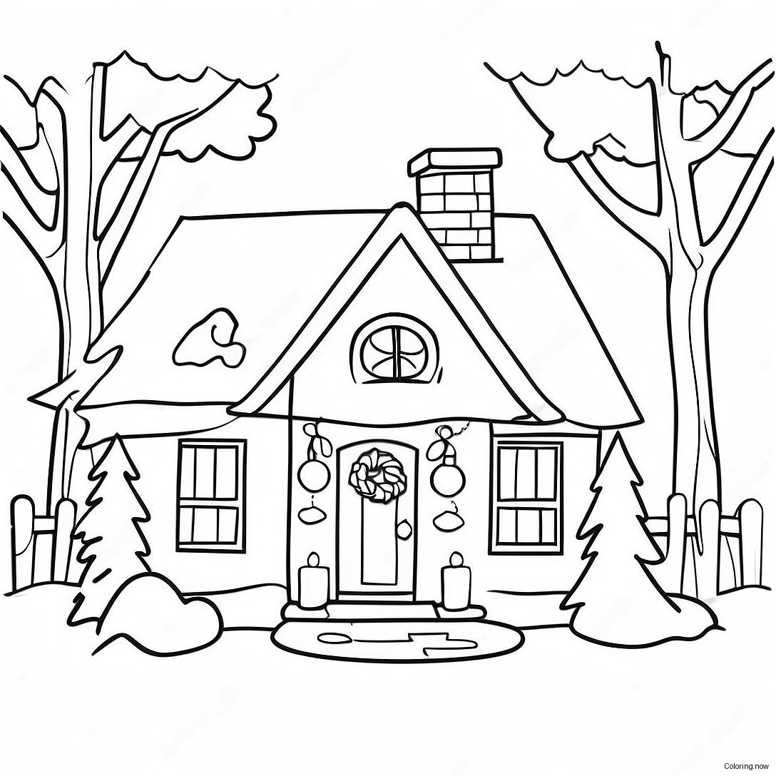 Cozy Christmas Cottage Coloring Page 26244 21074