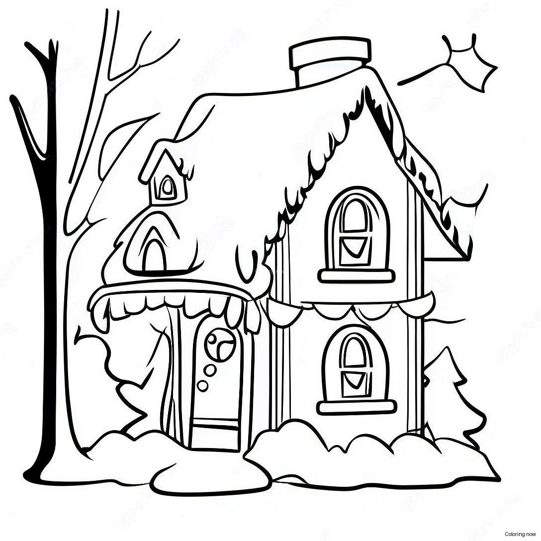 Cozy Christmas Cottage Coloring Page 26244 21075