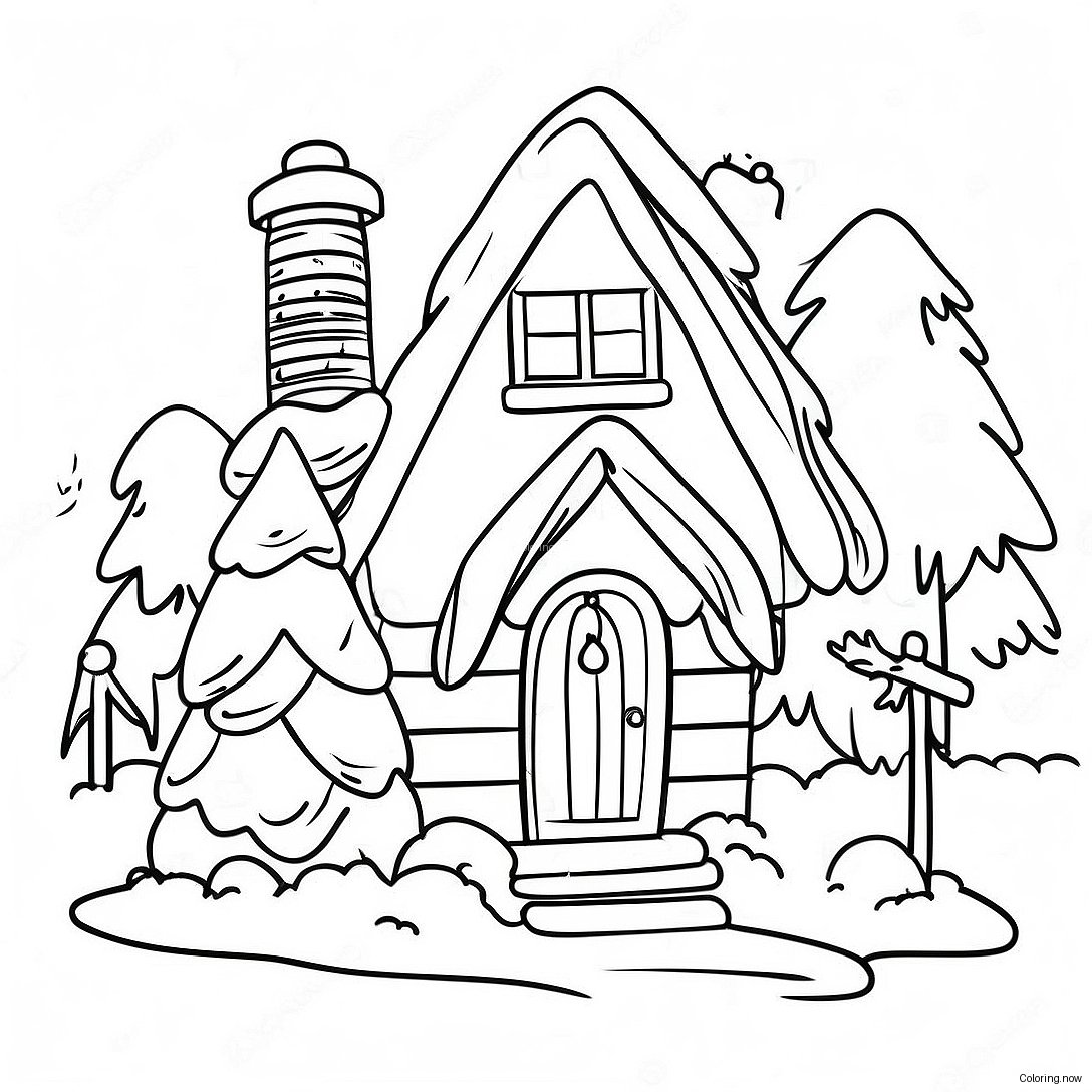 Cozy Christmas Cottage Coloring Page 26244 21076