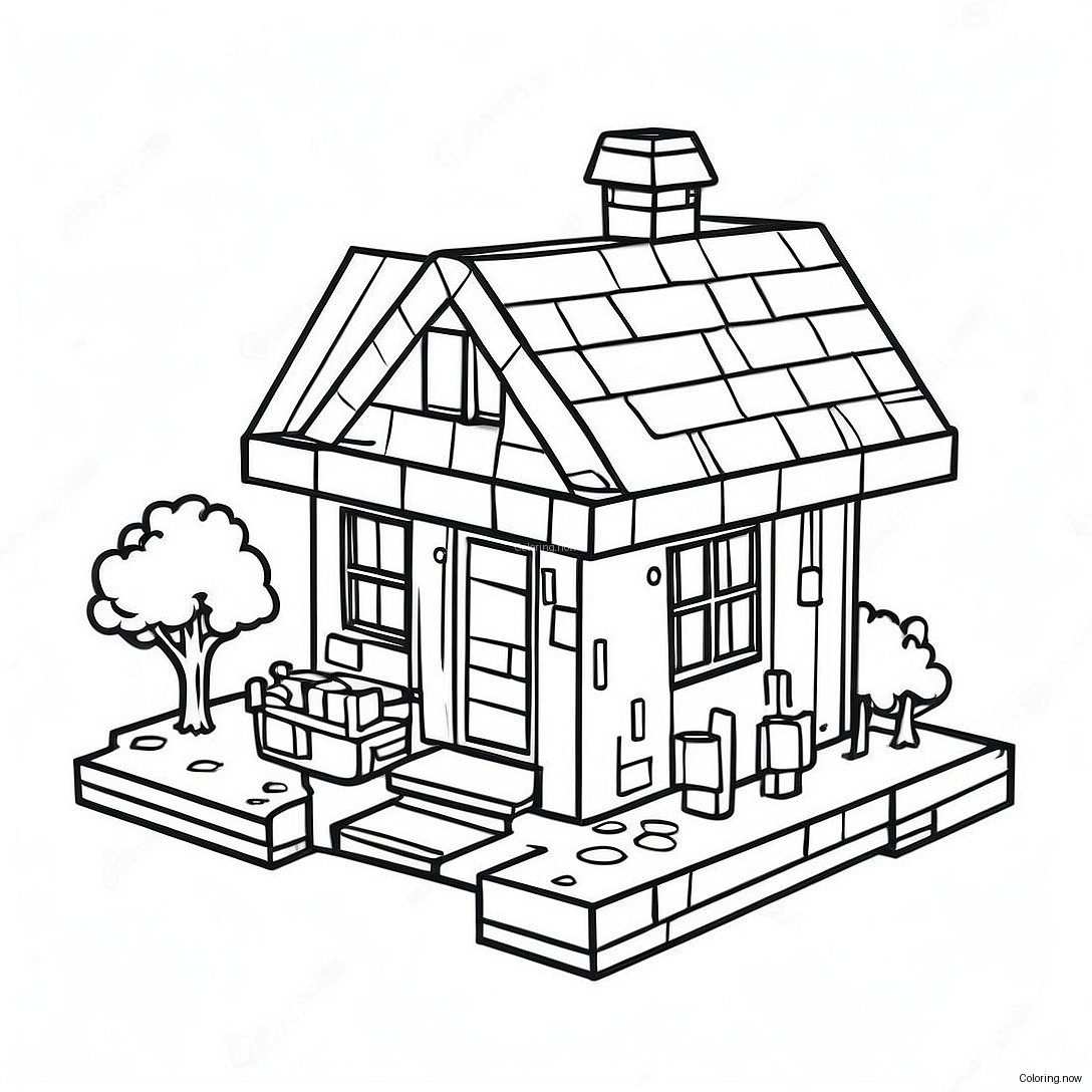 Cozy Minecraft Cottage Coloring Page 31714 25393