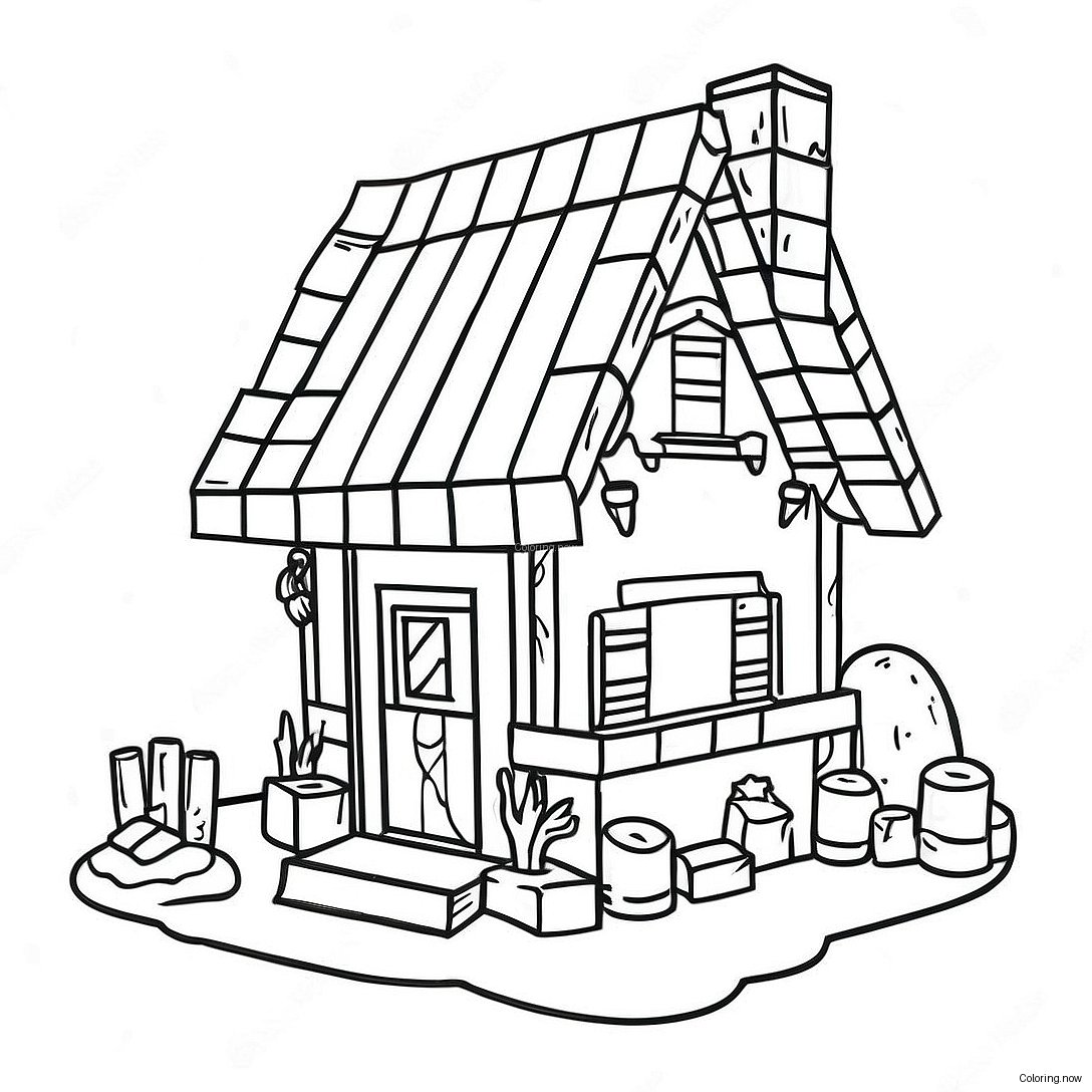 Cozy Minecraft Cottage Coloring Page 31714 25394