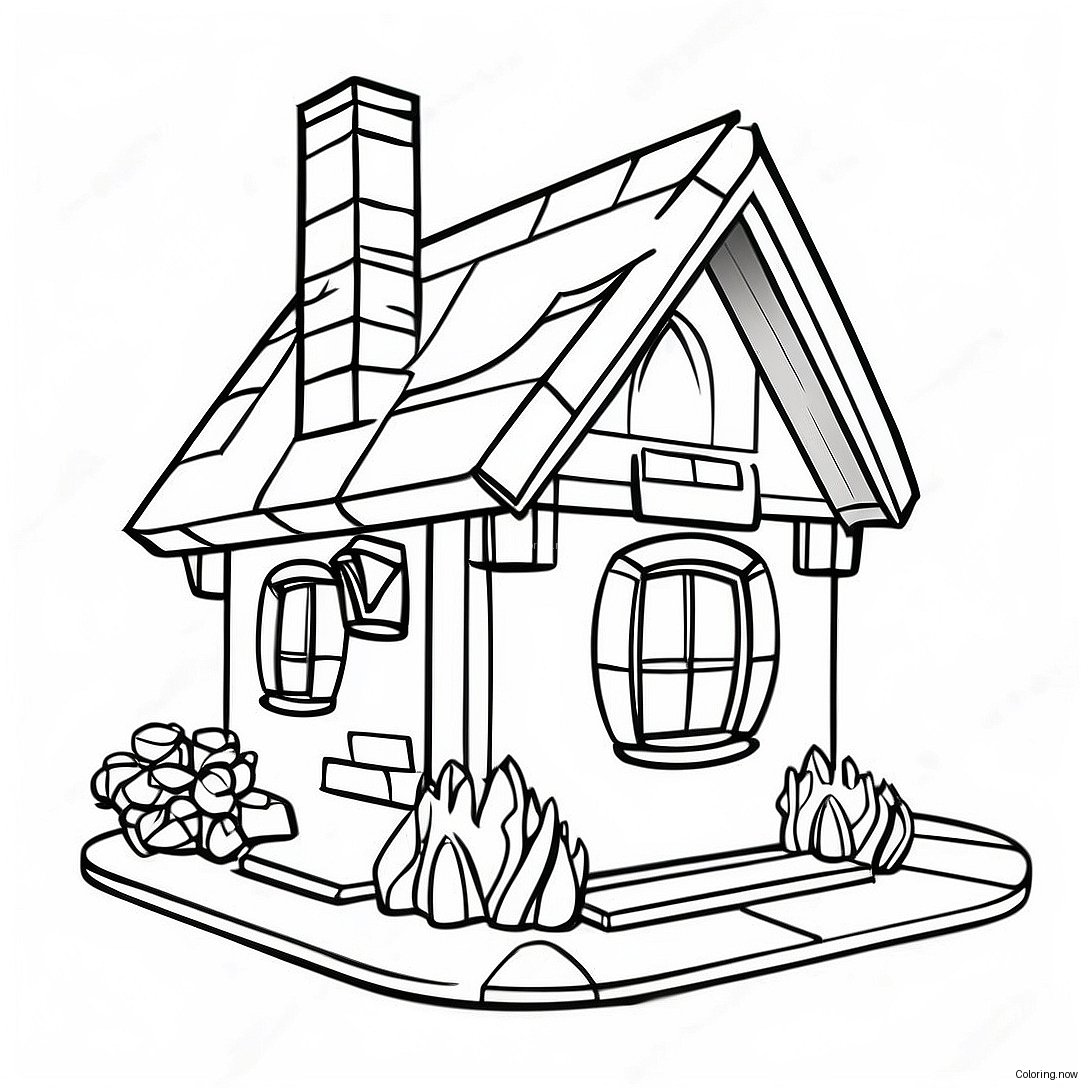 Cozy Minecraft Cottage Coloring Page 31714 25395