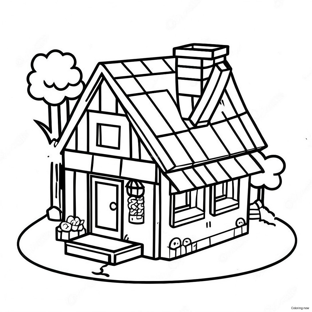 Cozy Minecraft Cottage Coloring Page 31714 25396