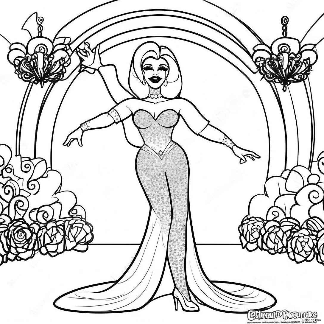 Glittery Drag Queen On Stage Coloring Page 48634 38822