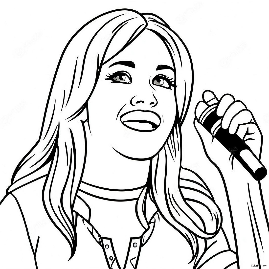 Hannah Montana Singing On Stage Coloring Page 23092 18554