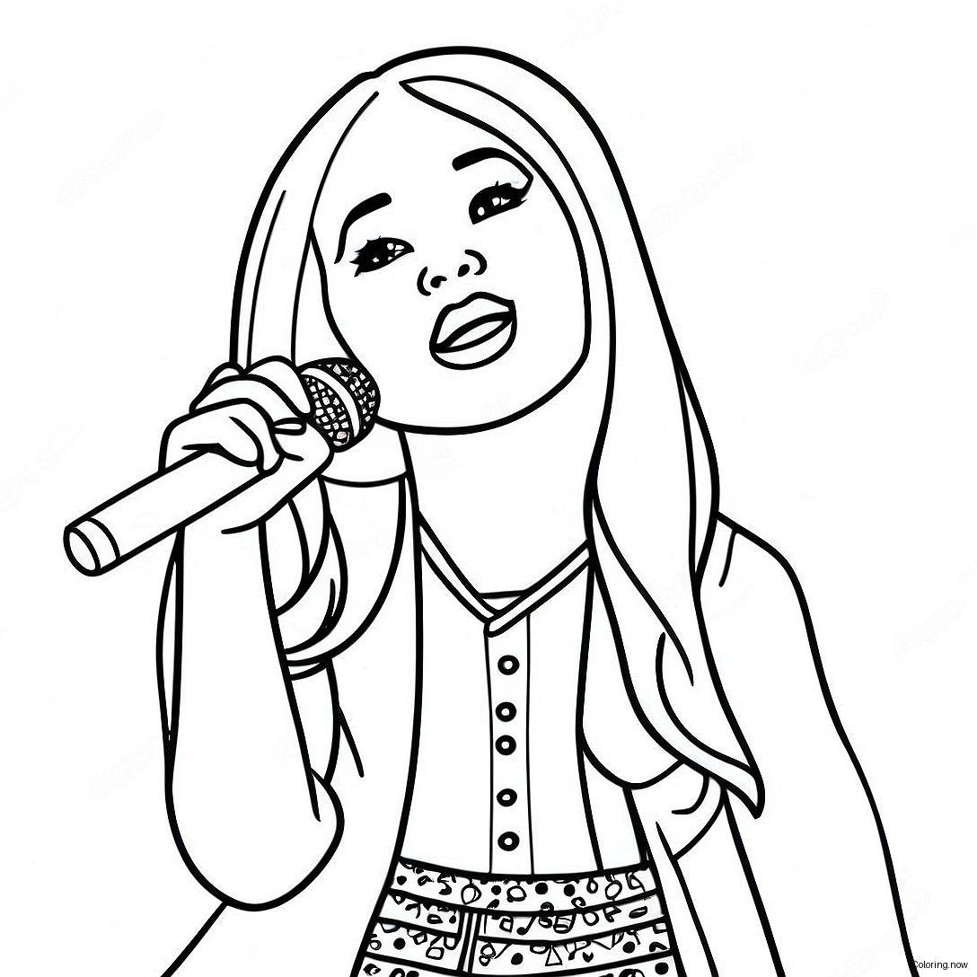 Hannah Montana Singing On Stage Coloring Page 23092 18555