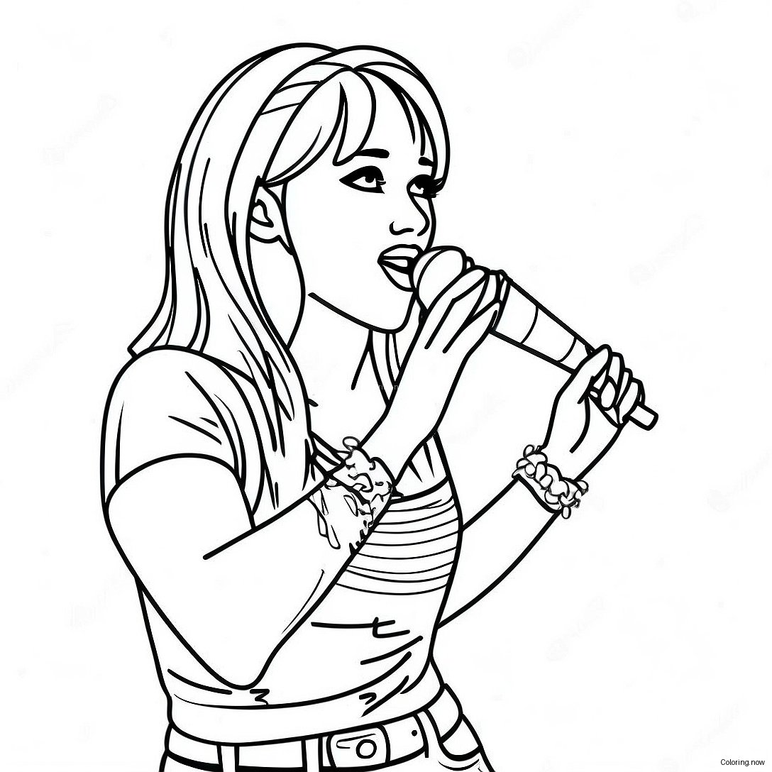 Hannah Montana Singing On Stage Coloring Page 23092 18556