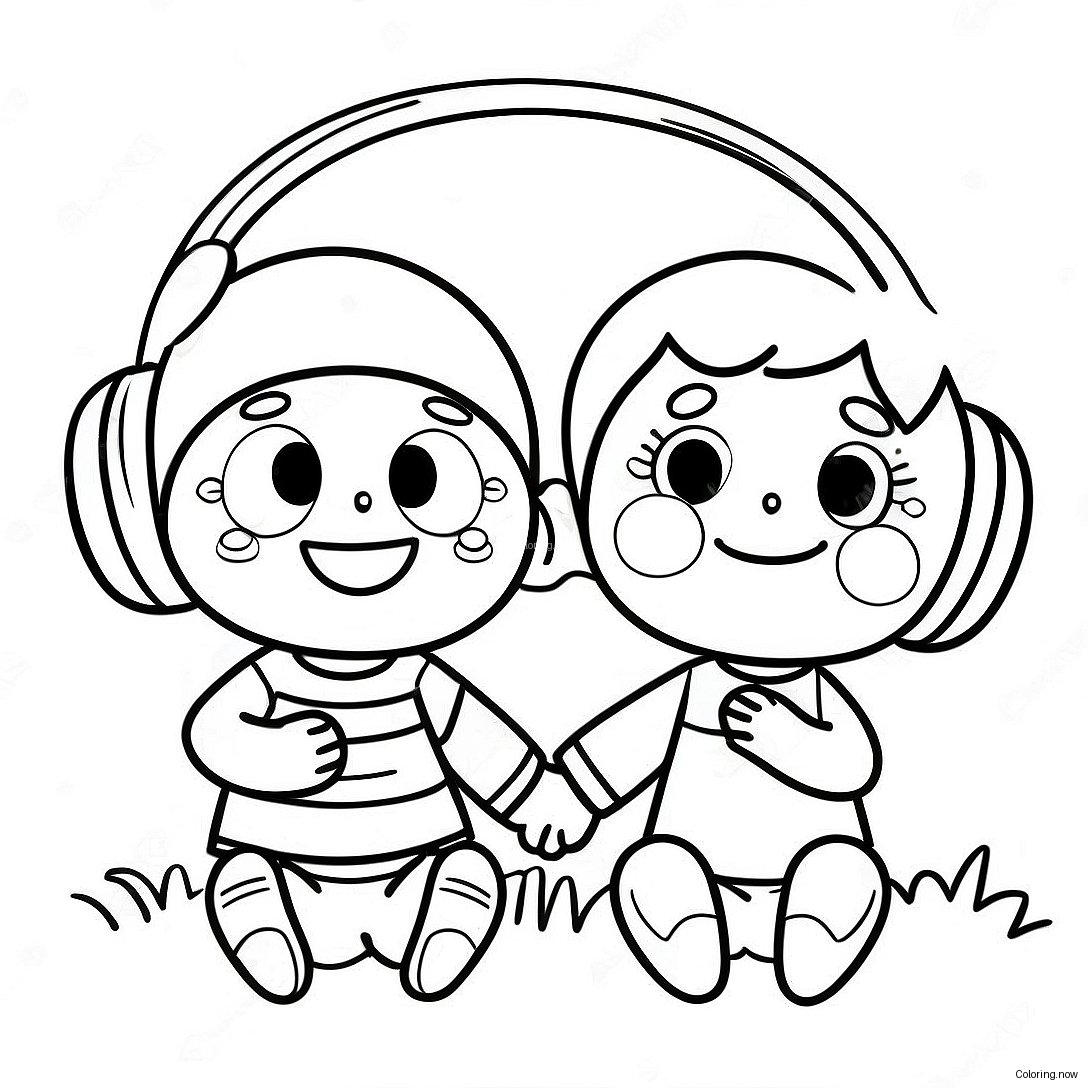 Happy Kids Listening To Music Coloring Page 35074 28065