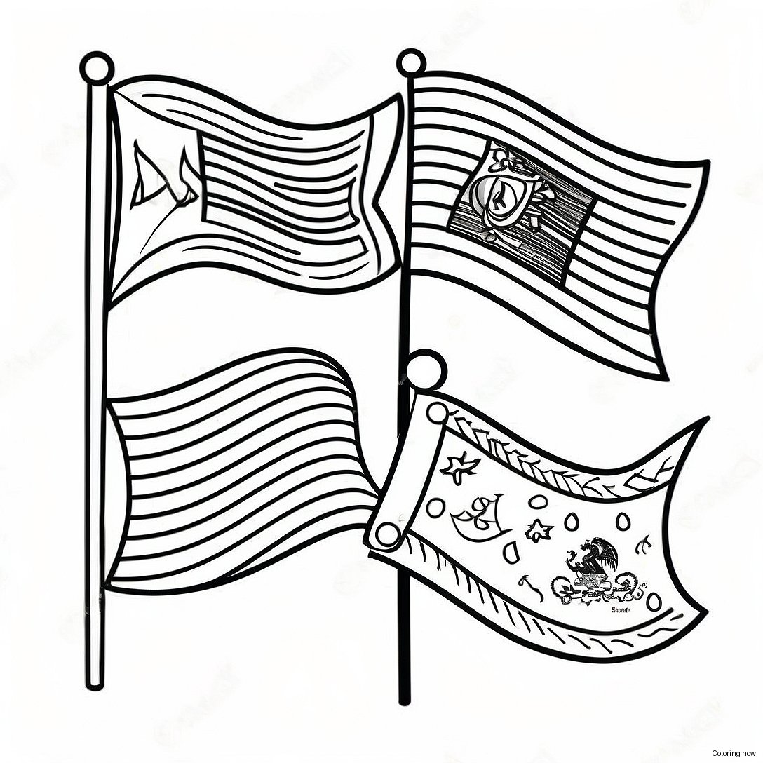 Hispanic Heritage Month Flags Coloring Page 19801 15937