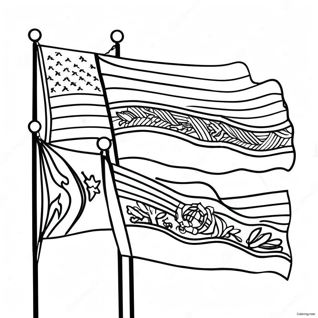 Hispanic Heritage Month Flags Coloring Page 19801 15940