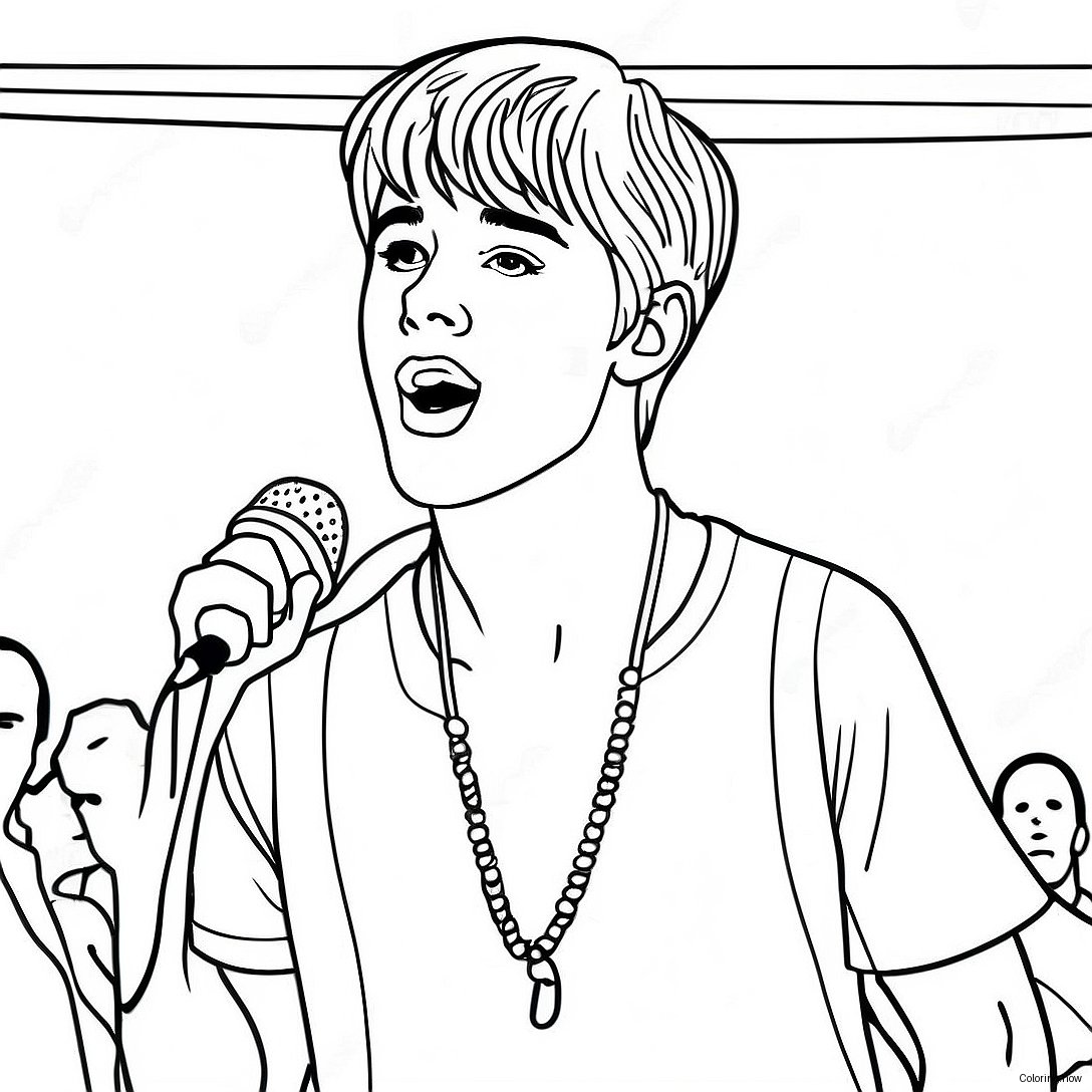 Justin Bieber Singing On Stage Coloring Page 7257 5897