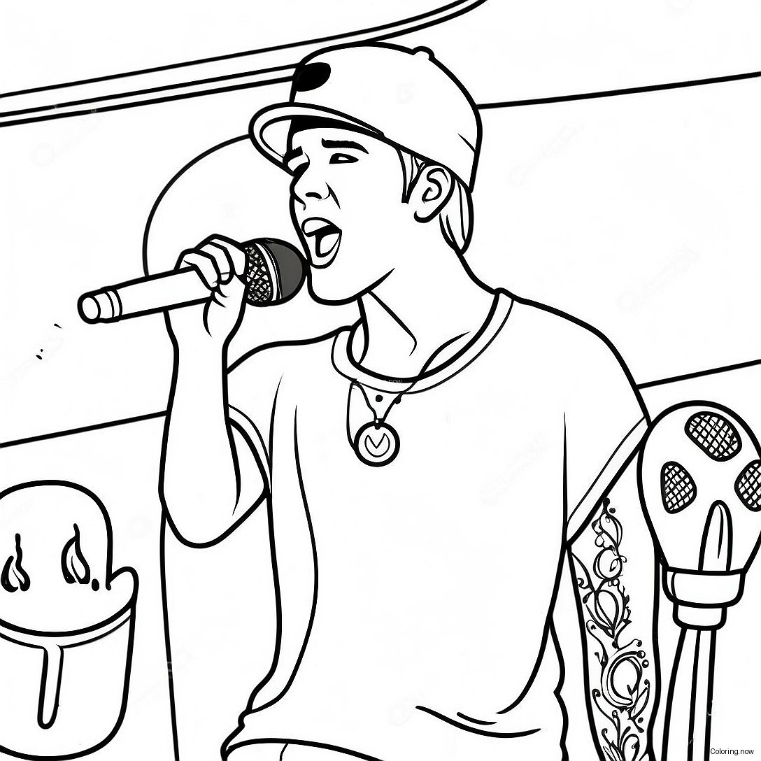 Justin Bieber Singing On Stage Coloring Page 7257 5899