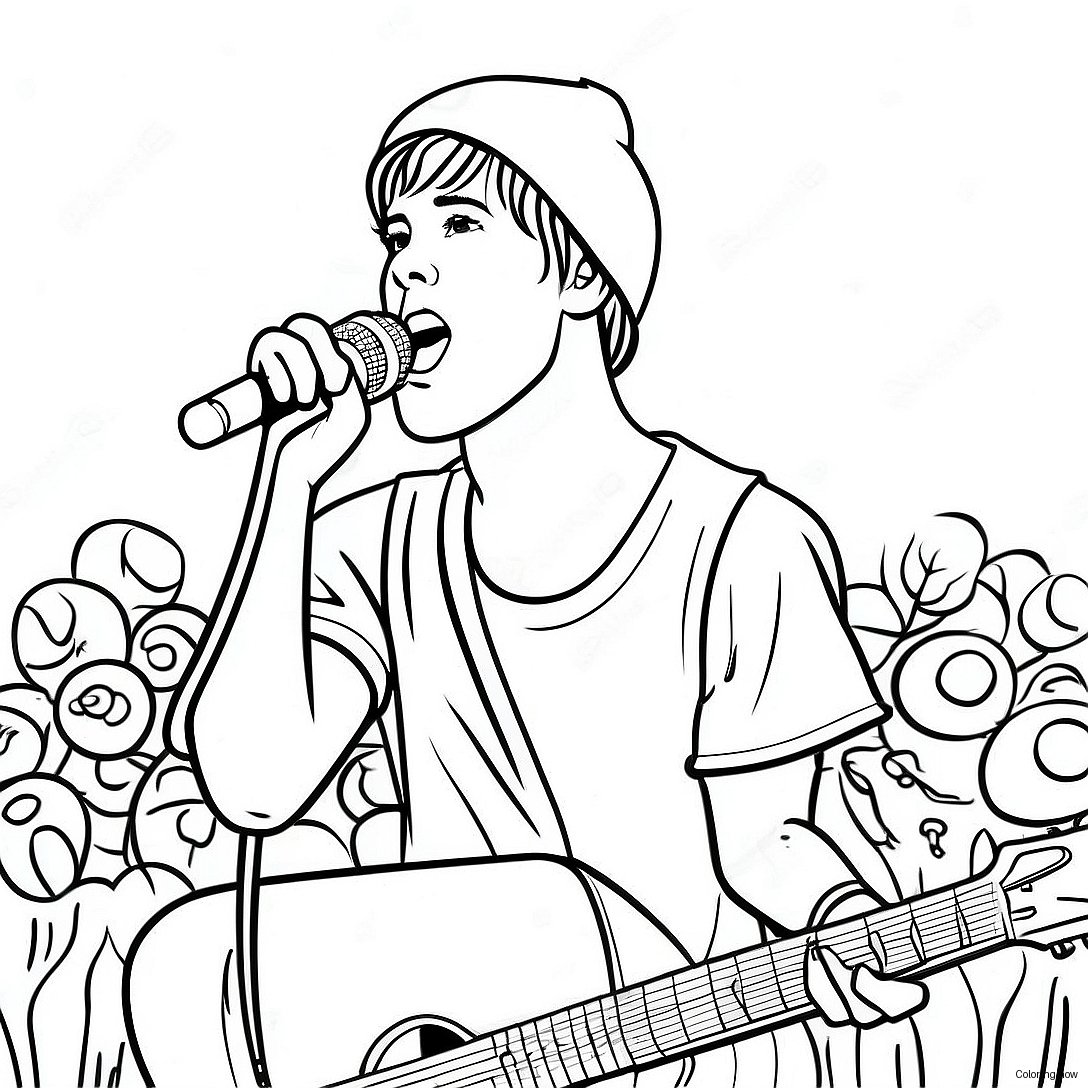 Justin Bieber Singing On Stage Coloring Page 7257 5900