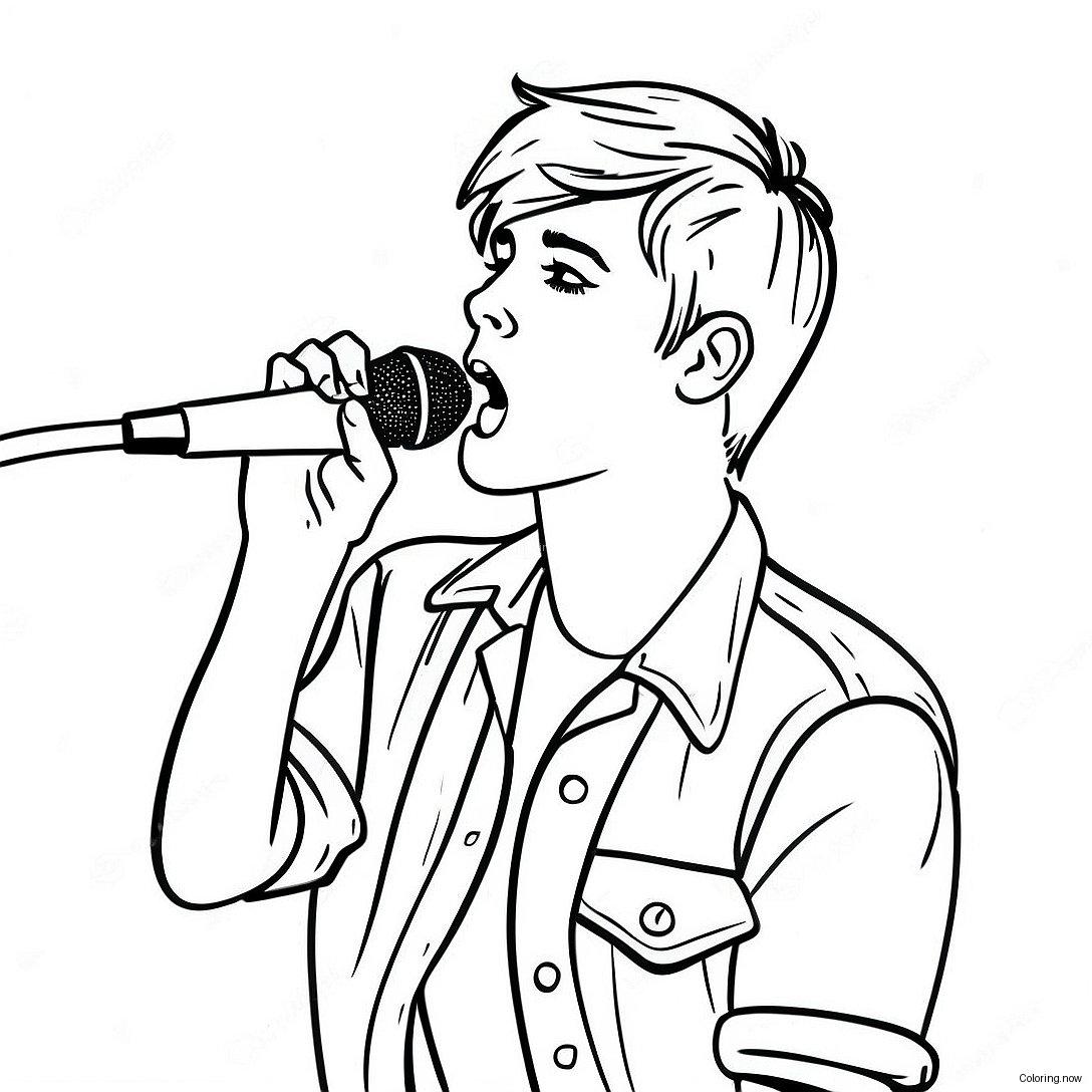 Justin Bieber Singing On Stage Coloring Page 7257 5993