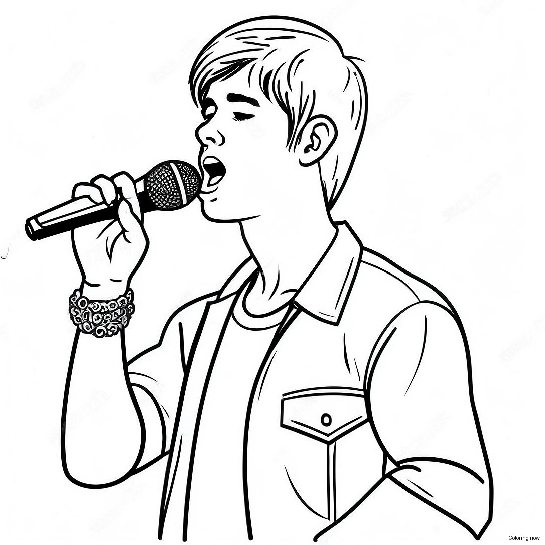 Justin Bieber Singing On Stage Coloring Page 7257 5996