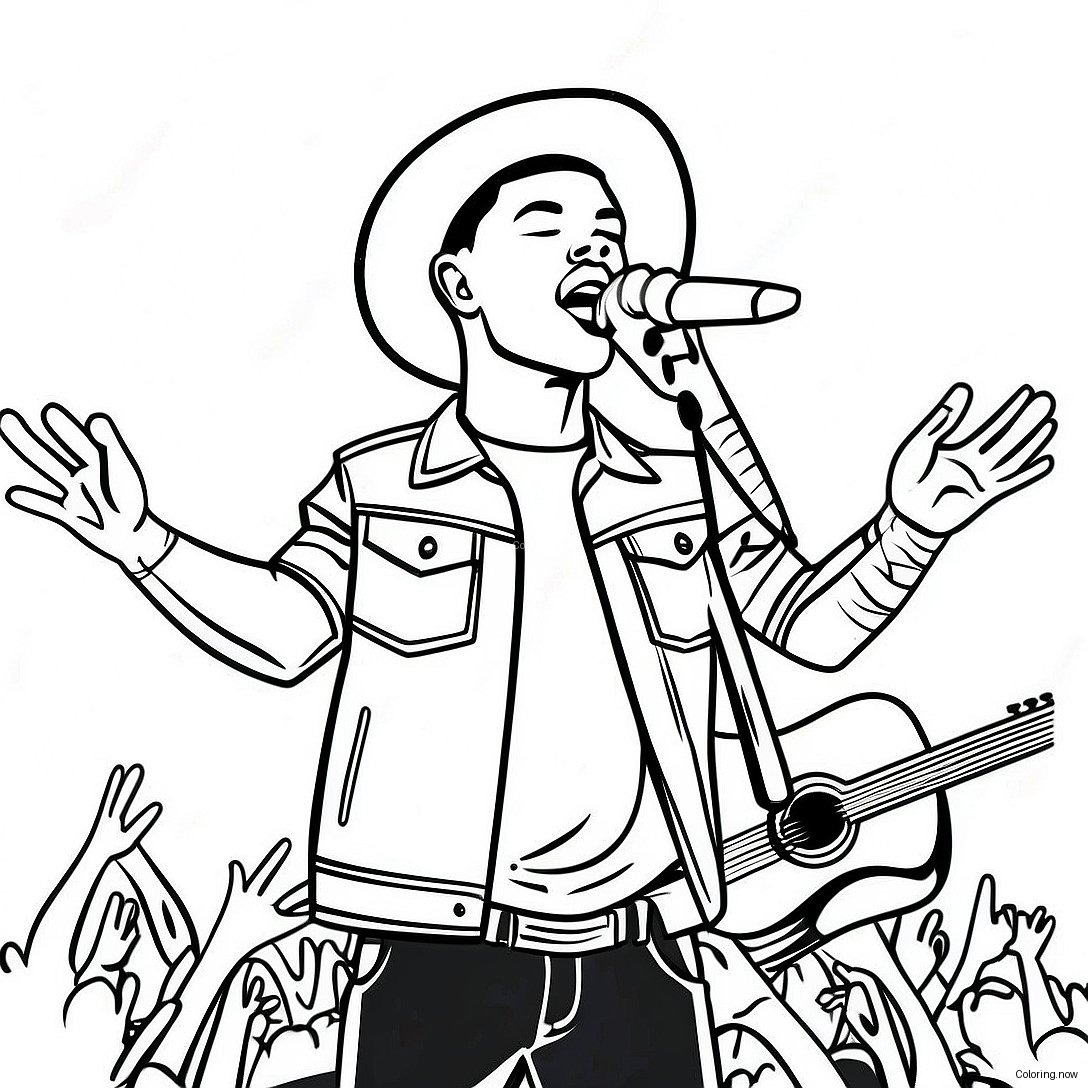 Kane Brown Singing On Stage Coloring Page 50584 40379