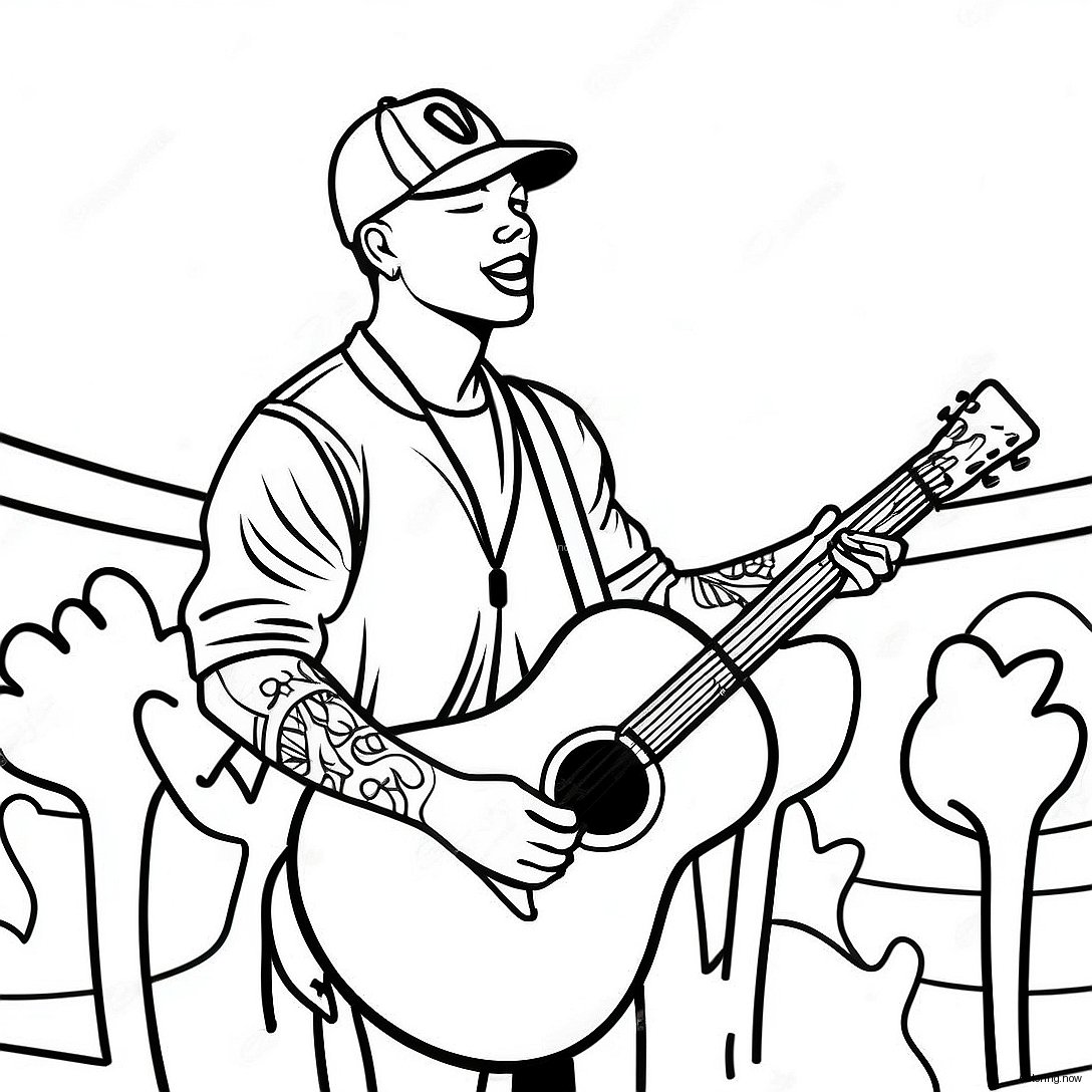 Kane Brown Singing On Stage Coloring Page 50584 40380