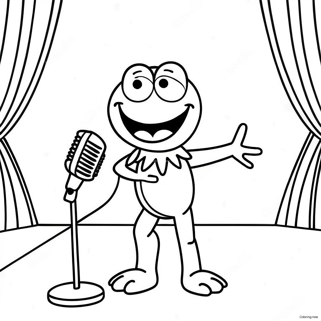 Kermit Singing On Stage Coloring Page 54884 43806