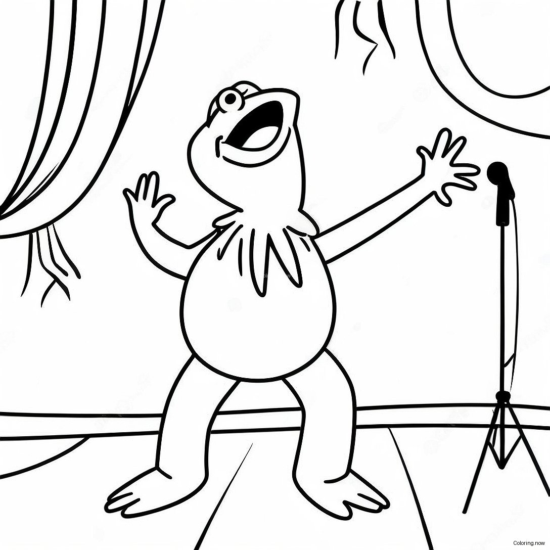Kermit Singing On Stage Coloring Page 54884 43808