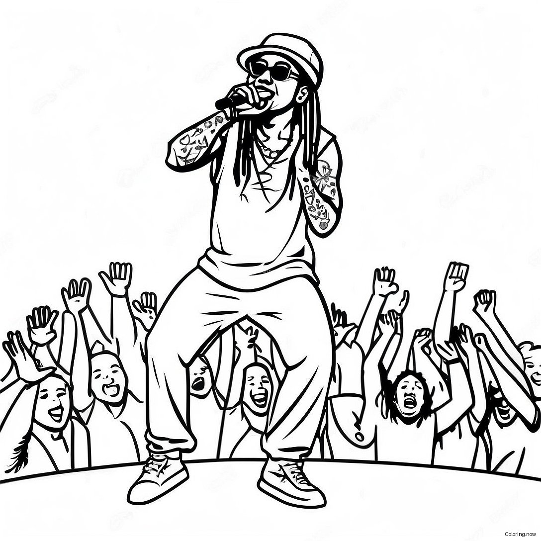 Lil Wayne Performing On Stage Coloring Page 61124 49021