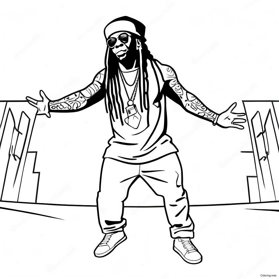 Lil Wayne Performing On Stage Coloring Page 61124 49022