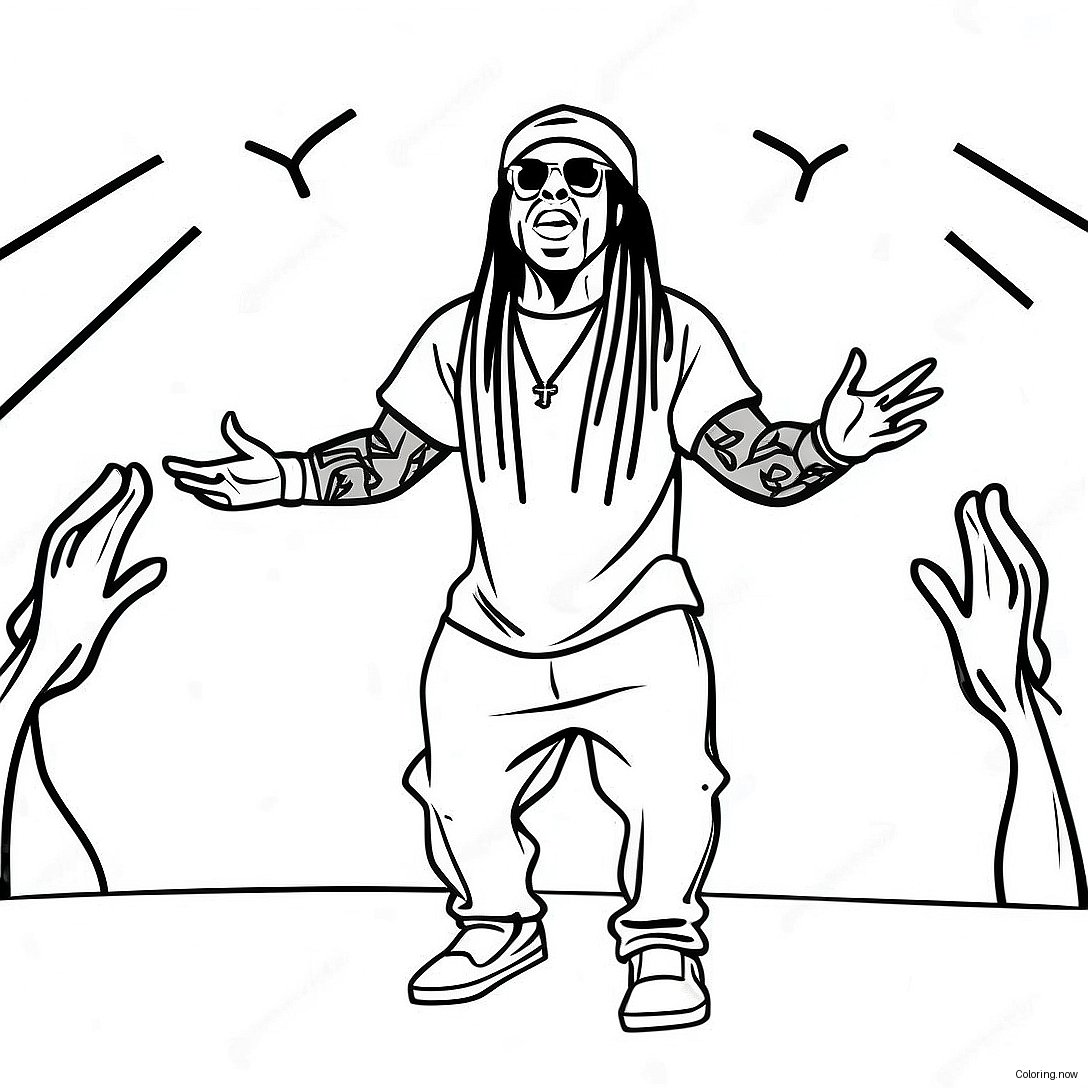 Lil Wayne Performing On Stage Coloring Page 61124 49023