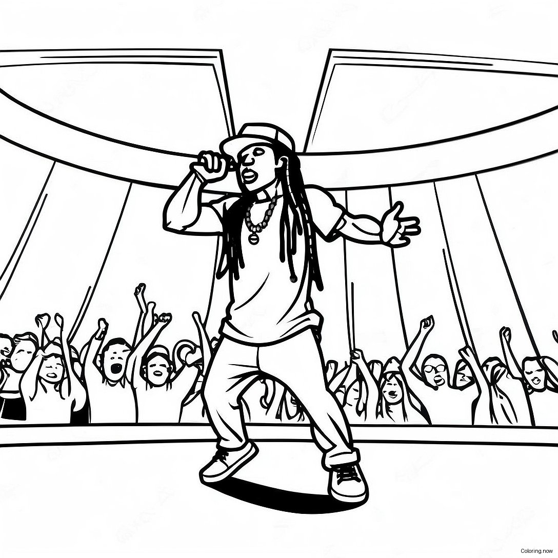 Lil Wayne Performing On Stage Coloring Page 61124 49024