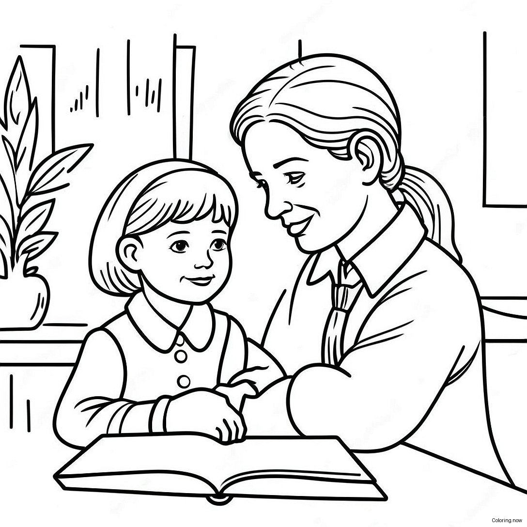 Polite Child Listening To Teacher Coloring Page 64274 51519
