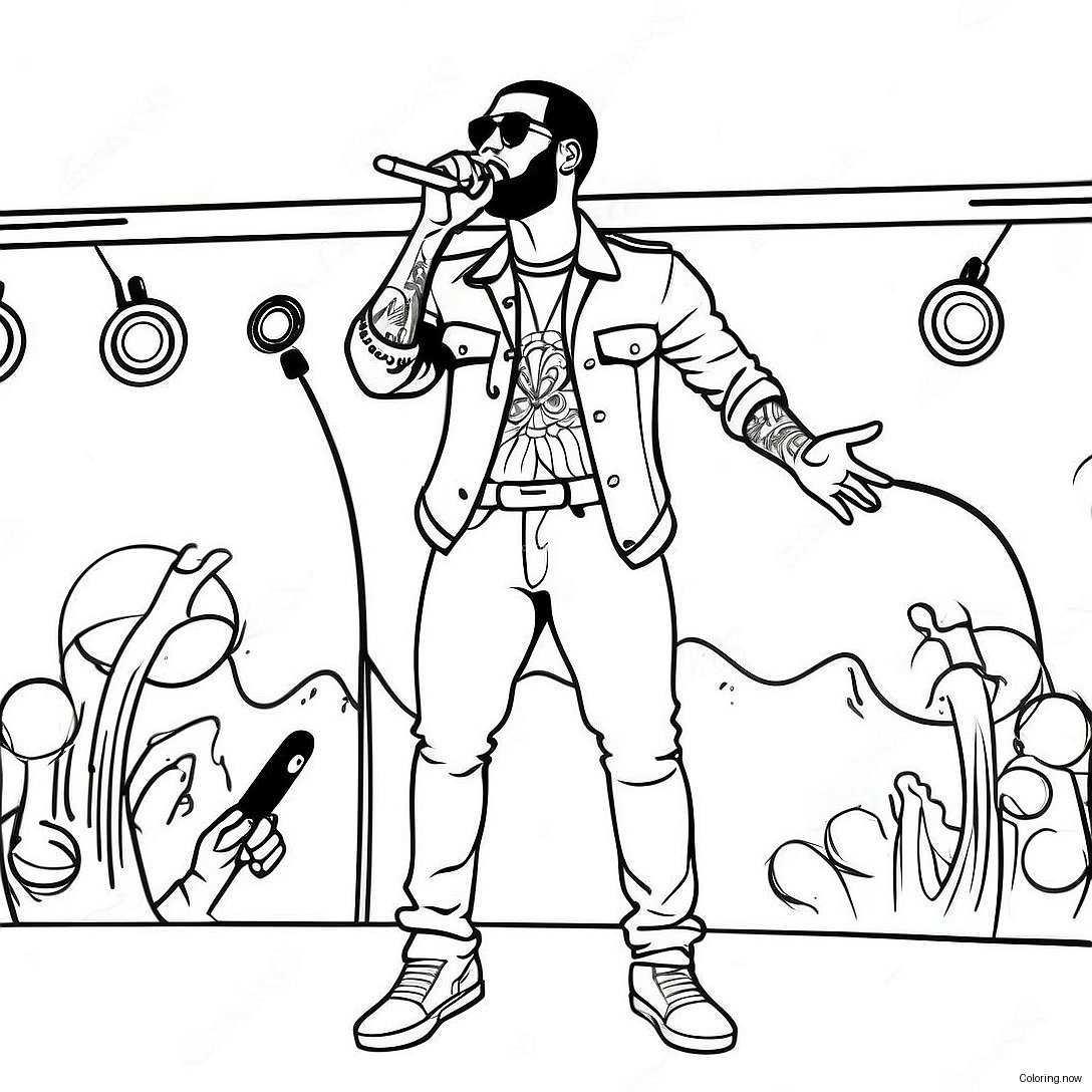 Pop Smoke Performing On Stage Coloring Page 45124 36030