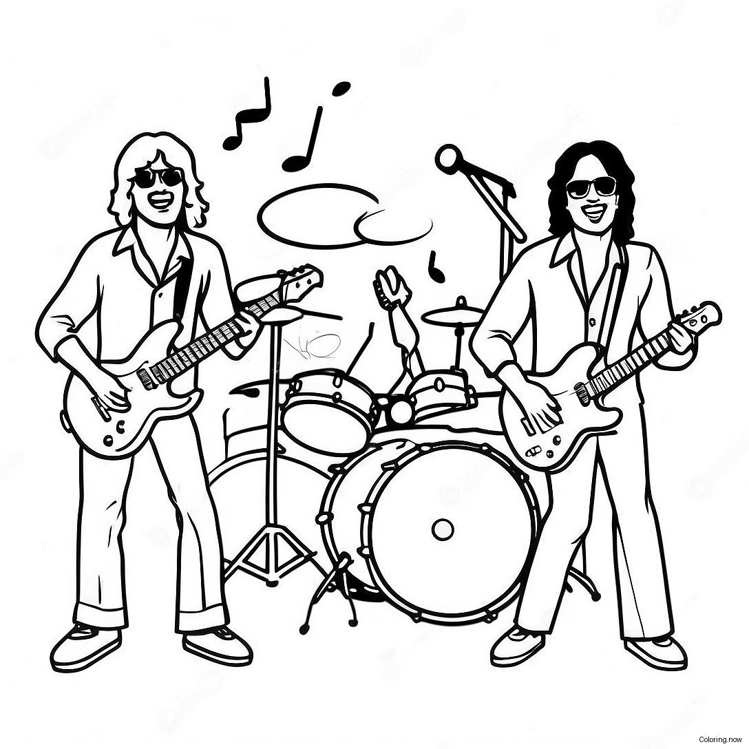 Rock N Roll Band On Stage Coloring Page 38704 30962