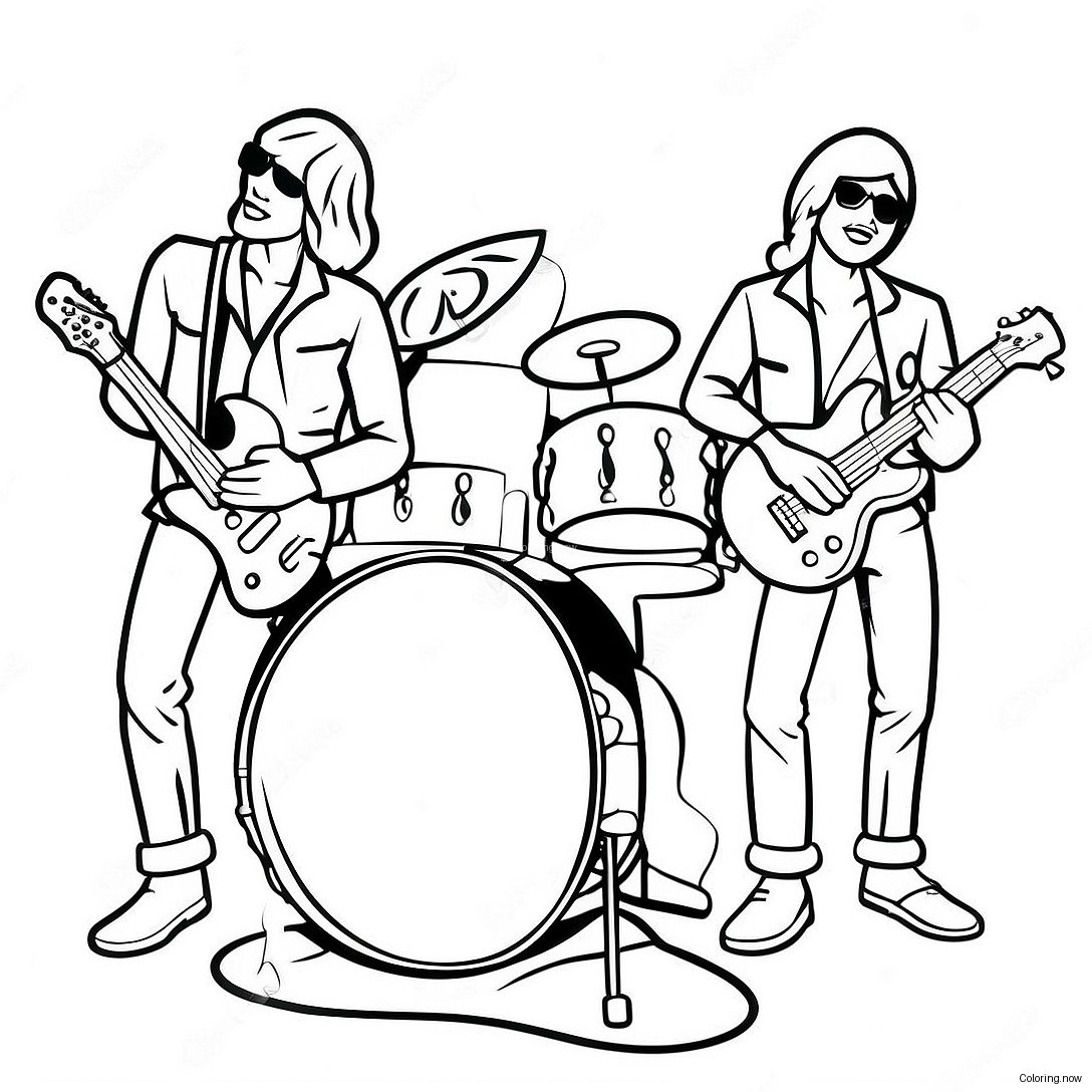 Rock N Roll Band On Stage Coloring Page 38704 30963
