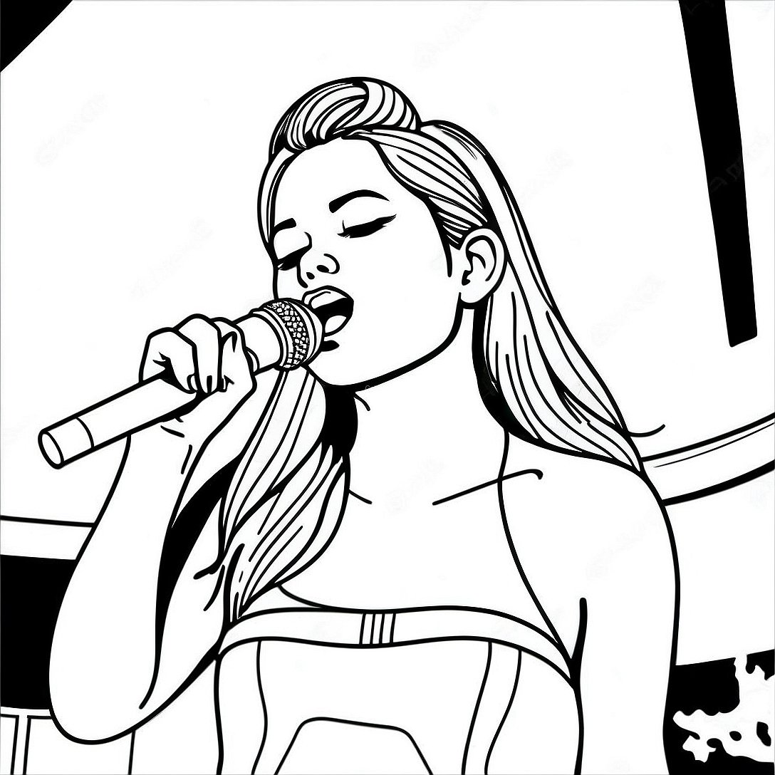 Selena Gomez Singing On Stage Coloring Page 27044 21707