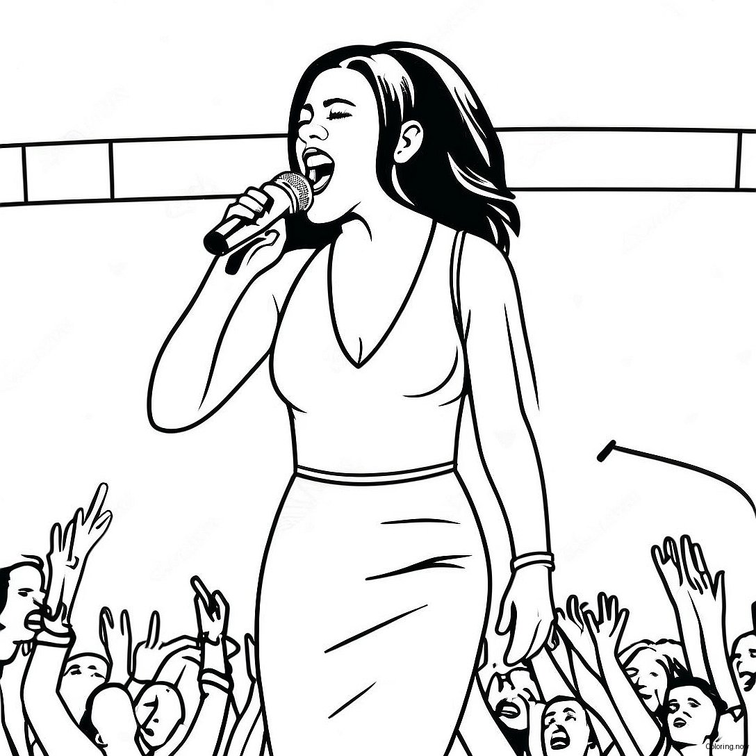 Selena Singing On Stage Coloring Page 10907 8874