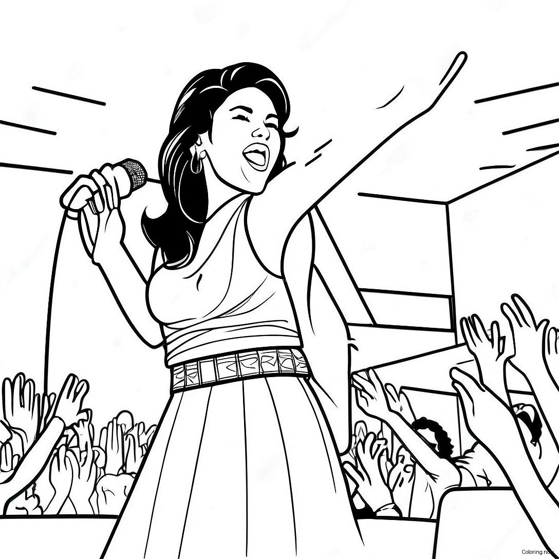 Selena Singing On Stage Coloring Page 10907 8875